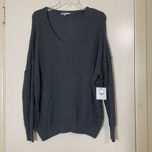 NEW! O'neill Gray oversized vneck crochet knit lightweight jumper sweater XS/S